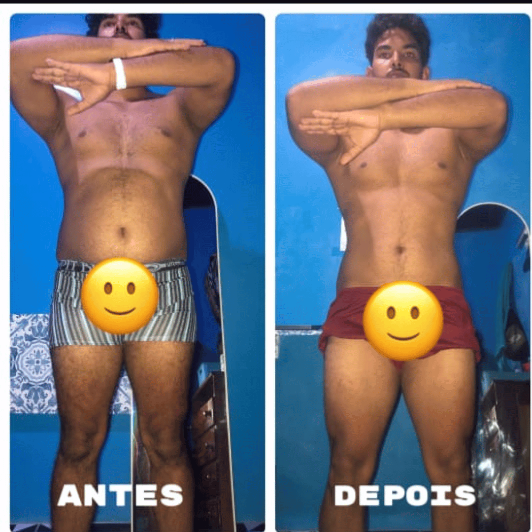 Antes e depois evolução hipertrofia muscular masculino